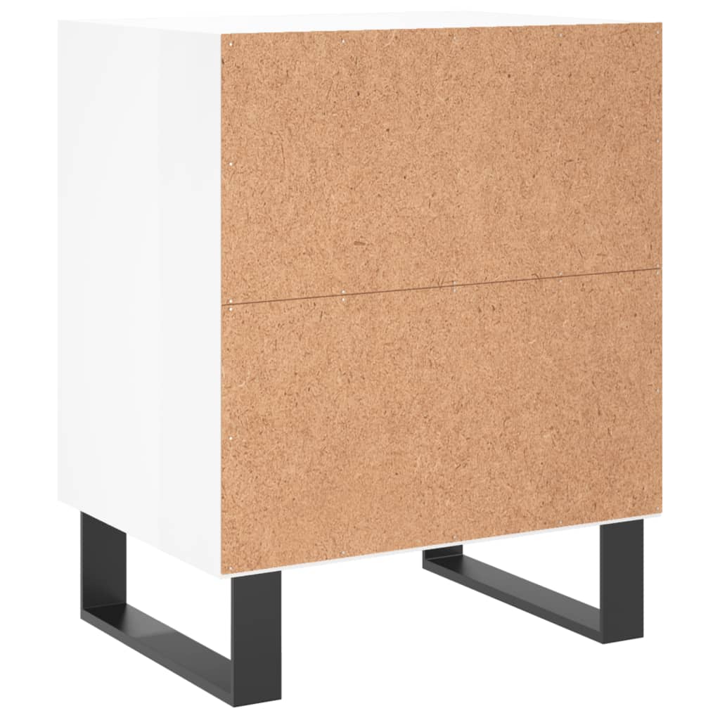 Nattbord 2 stk høyglans hvit 40x30x50 cm konstruert tre