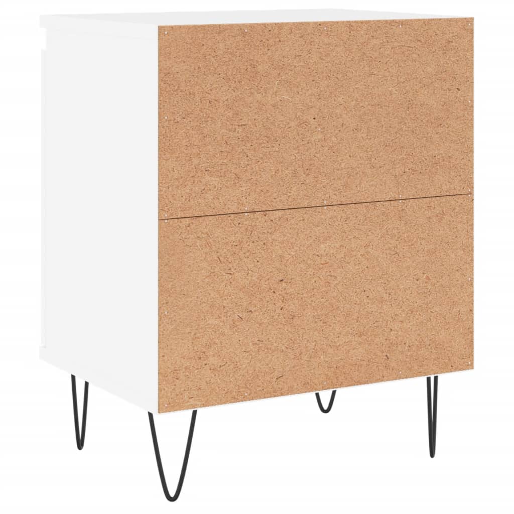 Nattbord 2 stk hvit 40x30x50 cm konstruert tre
