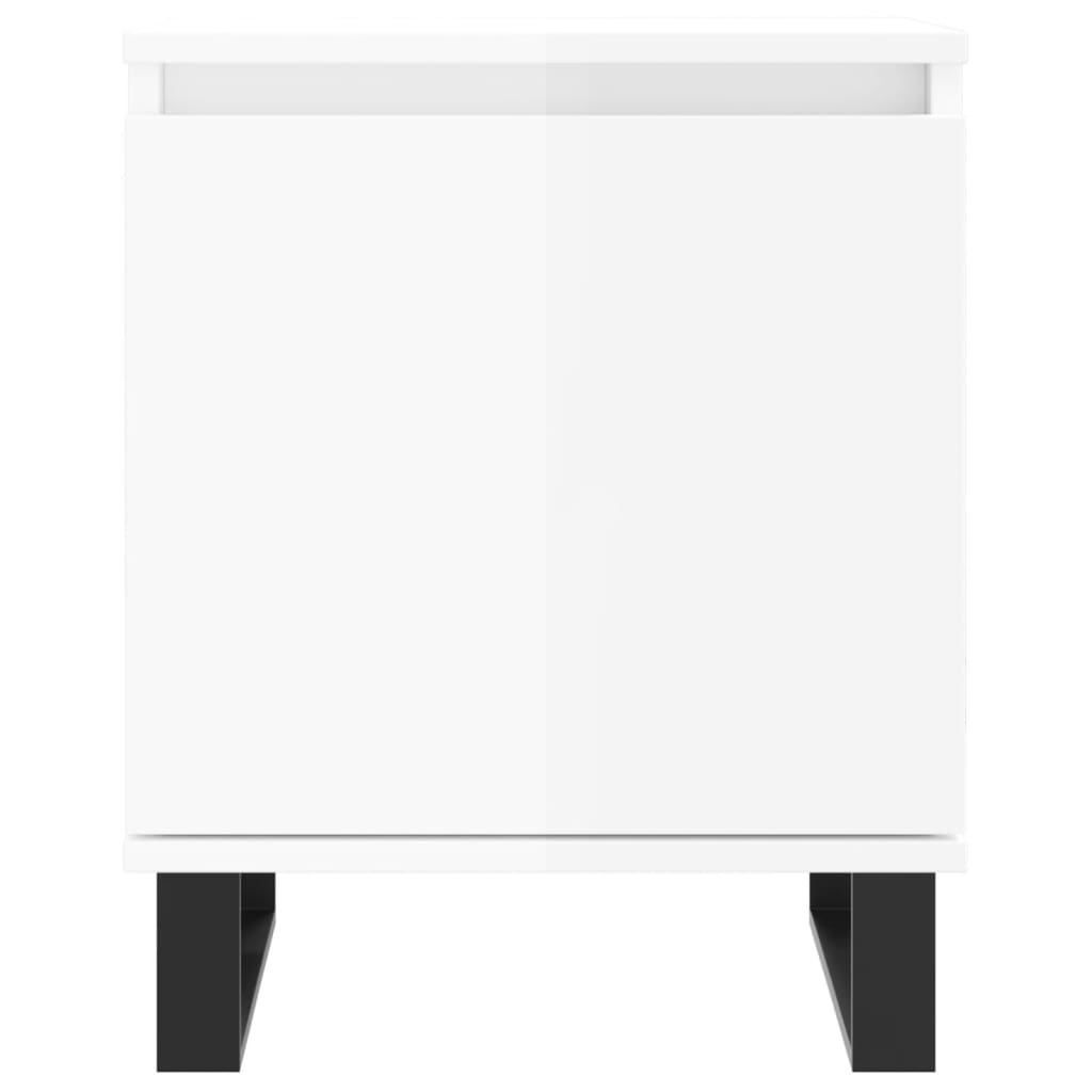 Nattbord 2 stk høyglans hvit 40x30x50 cm konstruert tre