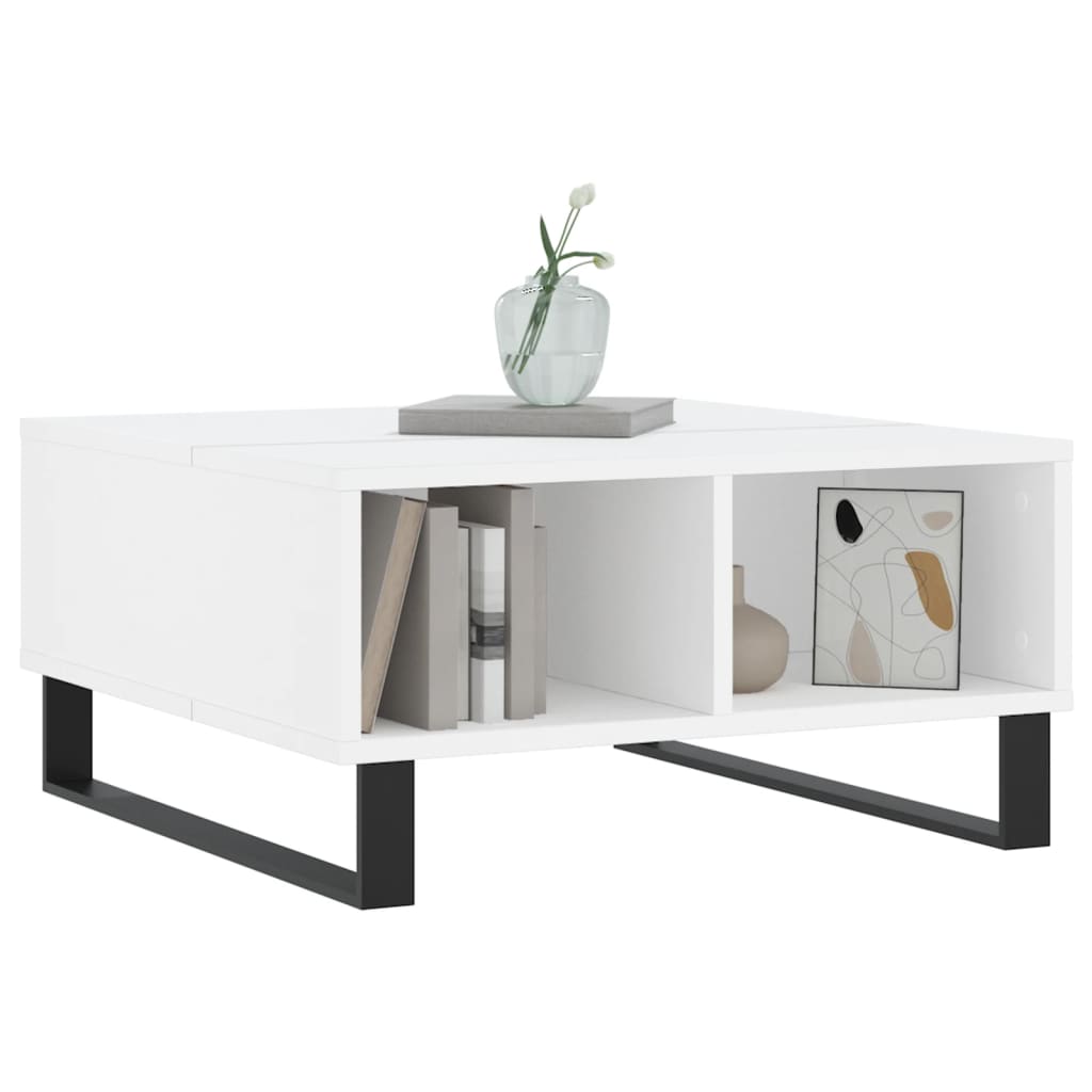 Sofabord hvit 60x60x30 cm konstruert tre