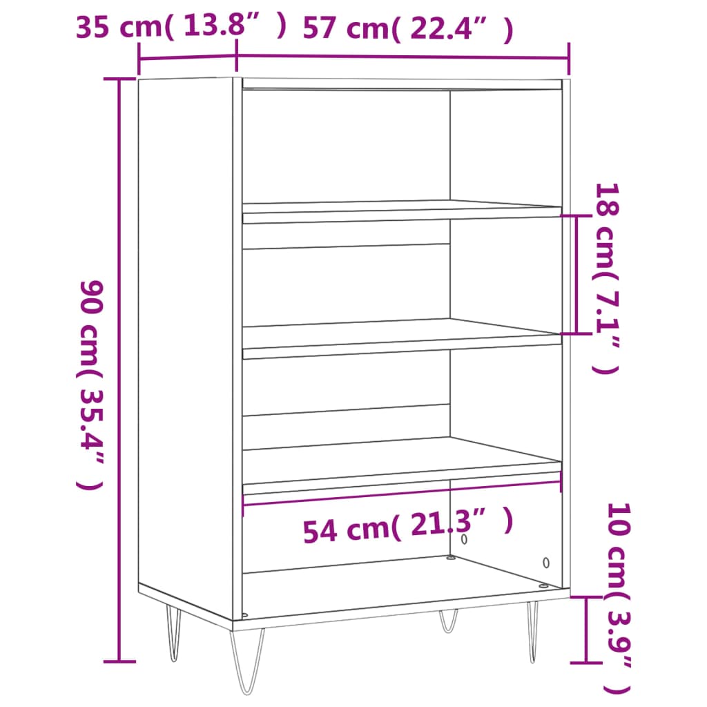 Highboard svart 57x35x90 cm konstruert tre