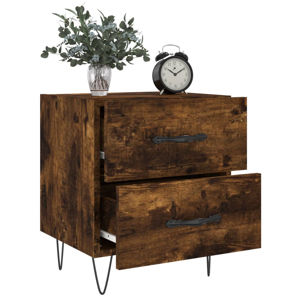 Nattbord 2 stk røkt eik 40x35x47,5 cm konstruert tre