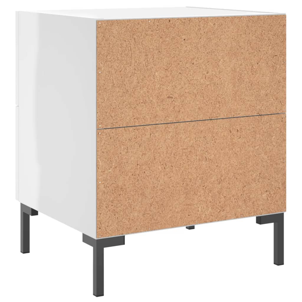 Nattbord 2 stk høyglans hvit 40x35x47,5 cm konstruert tre