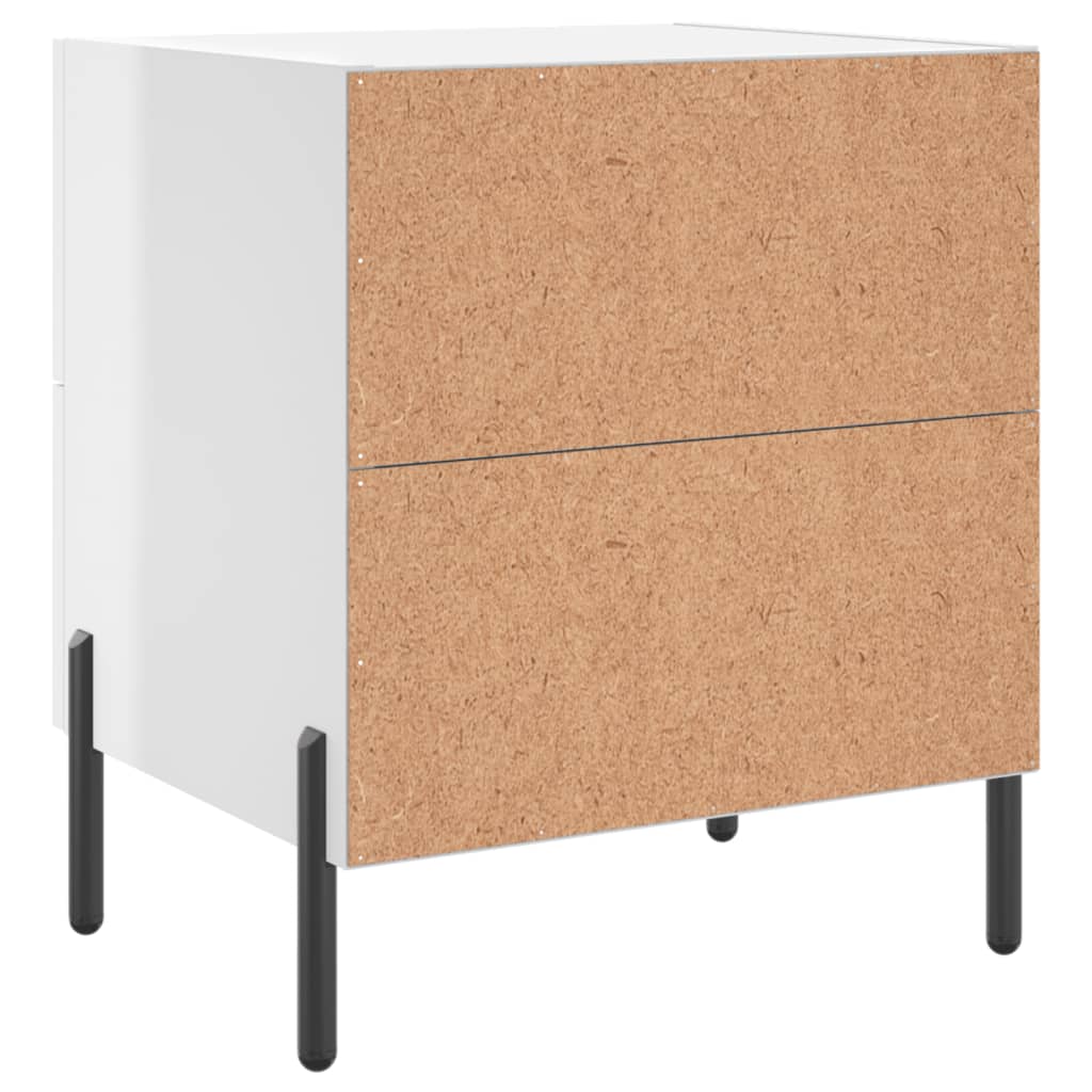 Nattbord 2 stk høyglans hvit 40x35x47,5 cm konstruert tre