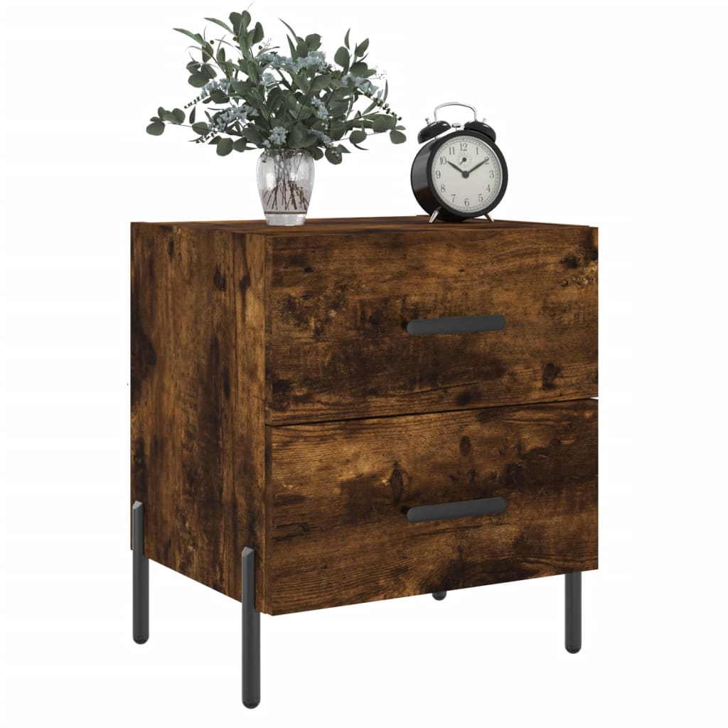 Nattbord 2 stk røkt eik 40x35x47,5 cm konstruert tre