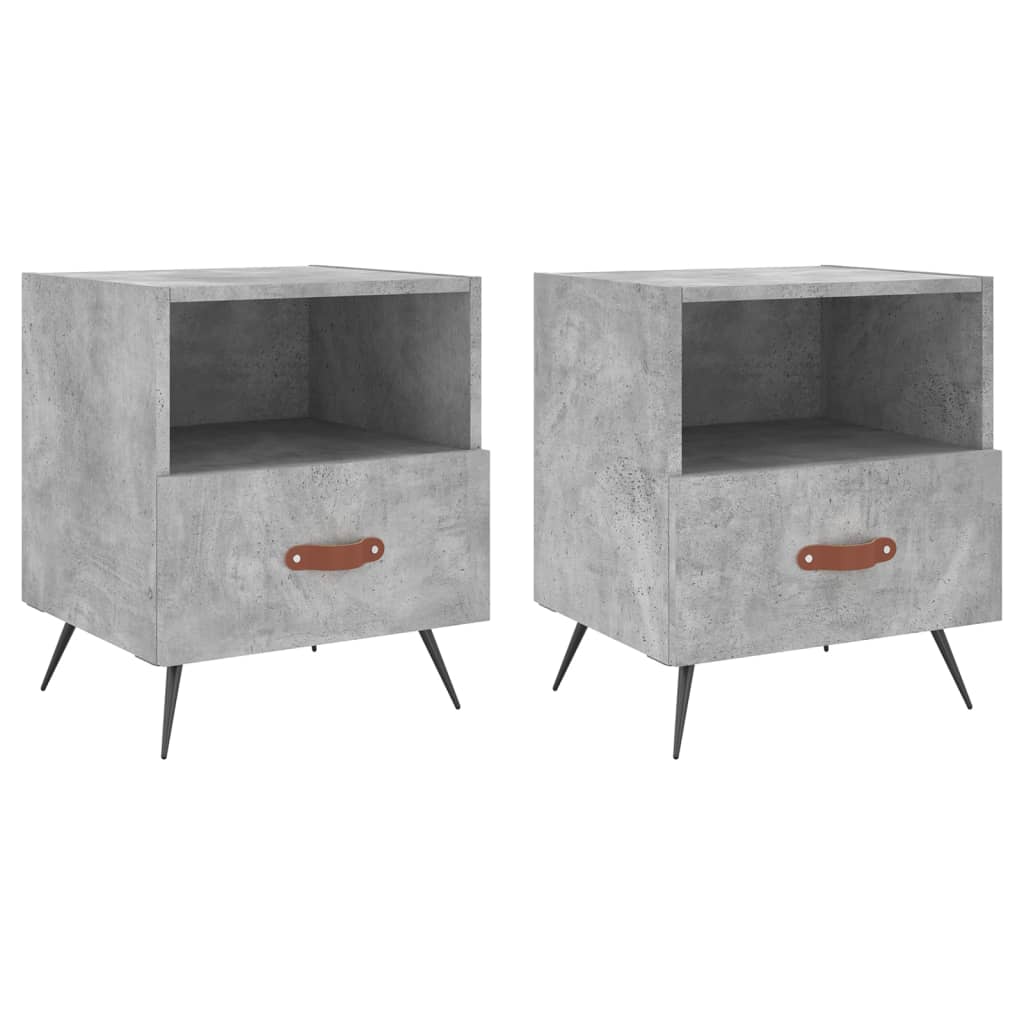 Nattbord 2 stk betonggrå 40x35x47,5 cm konstruert tre