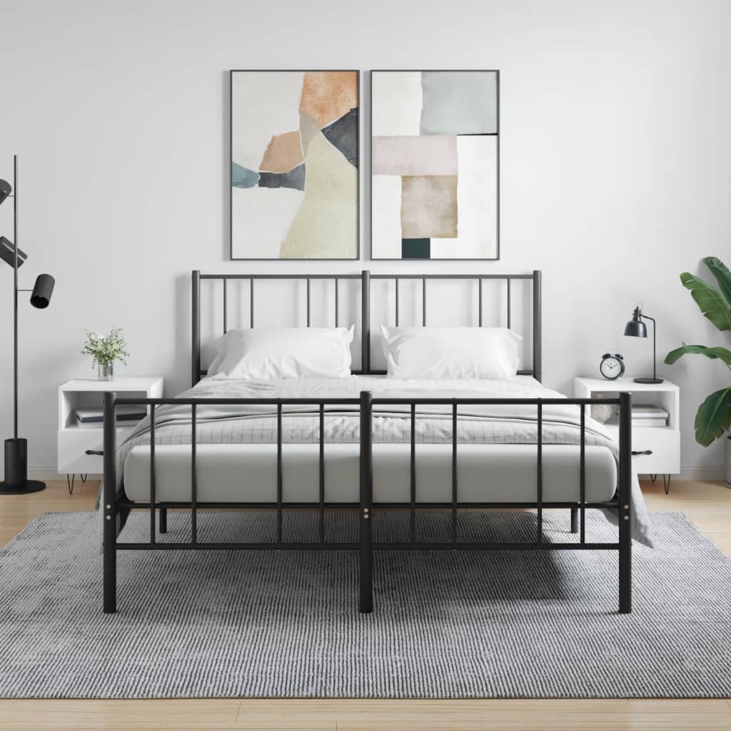 Nattbord 2 stk høyglans hvit 40x35x47,5 cm konstruert tre