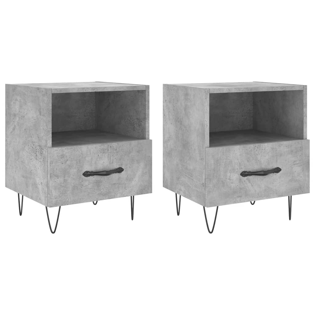Nattbord 2 stk betonggrå 40x35x47,5 cm konstruert tre