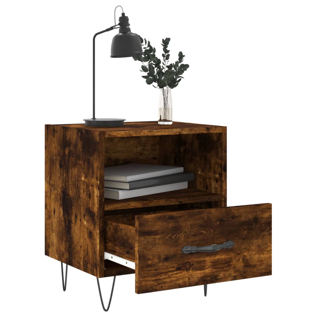 Nattbord 2 stk røkt eik 40x35x47,5 cm konstruert tre