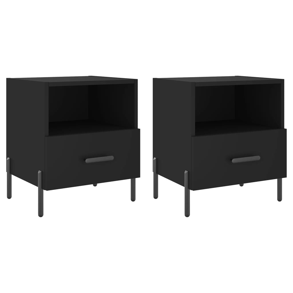 Nattbord 2 stk svart 40x35x47,5 cm konstruert tre
