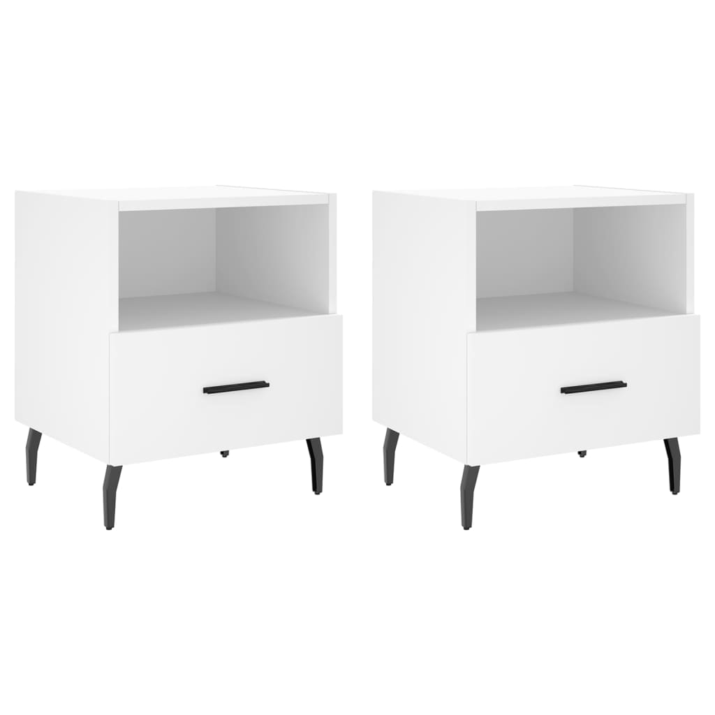 Nattbord 2 stk hvit 40x35x47,5 cm konstruert tre