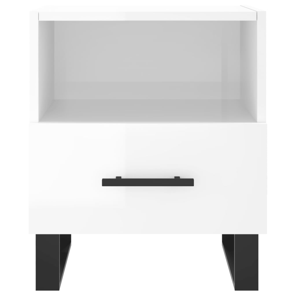 Nattbord 2 stk høyglans hvit 40x35x47,5 cm konstruert tre