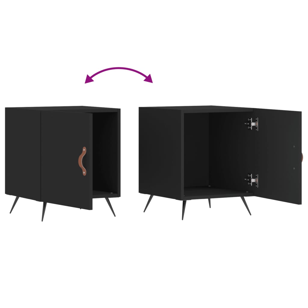 Nattbord 2 stk svart 40x40x50 cm konstruert tre