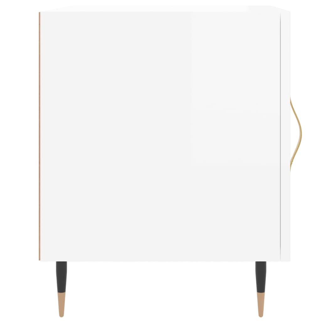 Nattbord 2 stk høyglans hvit 40x40x50 cm konstruert tre