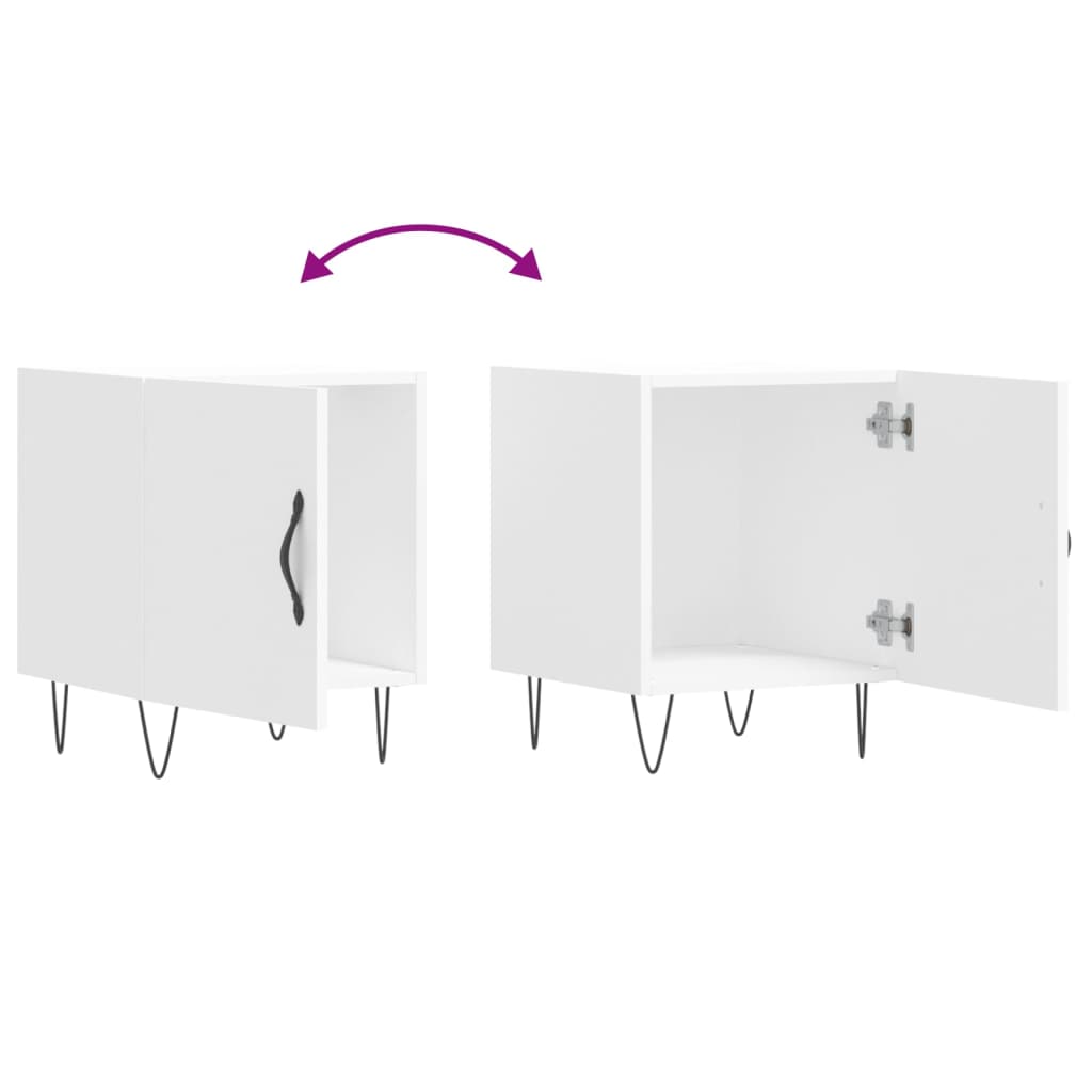Nattbord 2 stk hvit 40x40x50 cm konstruert tre