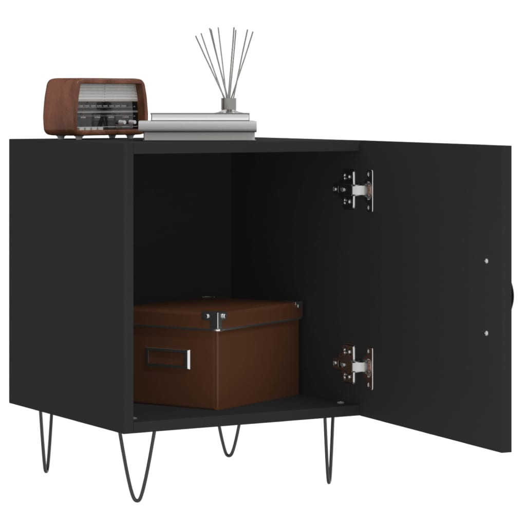 Nattbord 2 stk svart 40x40x50 cm konstruert tre