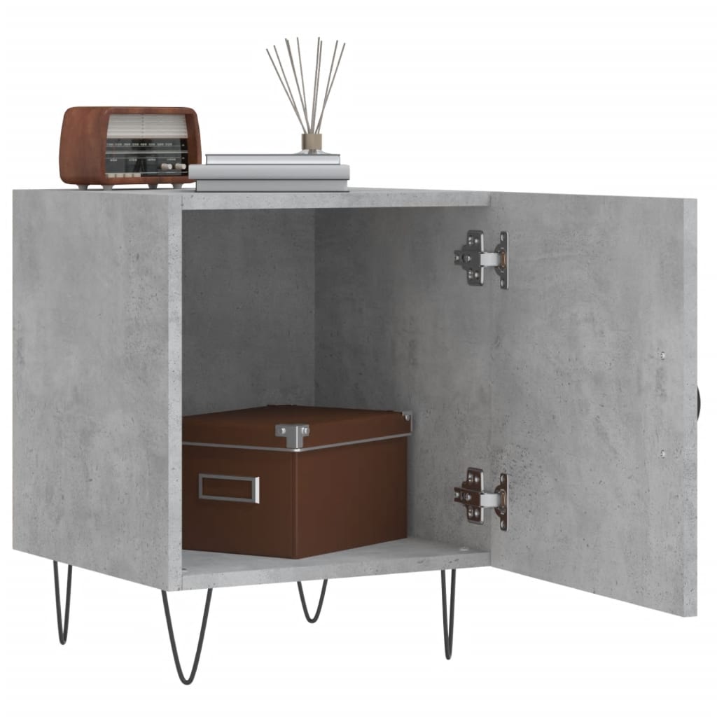 Nattbord 2 stk betonggrå 40x40x50 cm konstruert tre