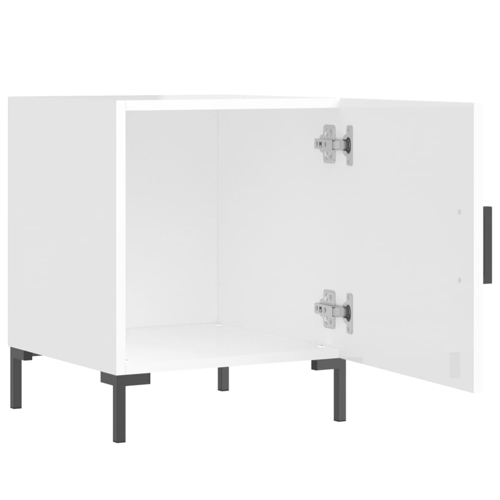 Nattbord 2 stk høyglans hvit 40x40x50 cm konstruert tre