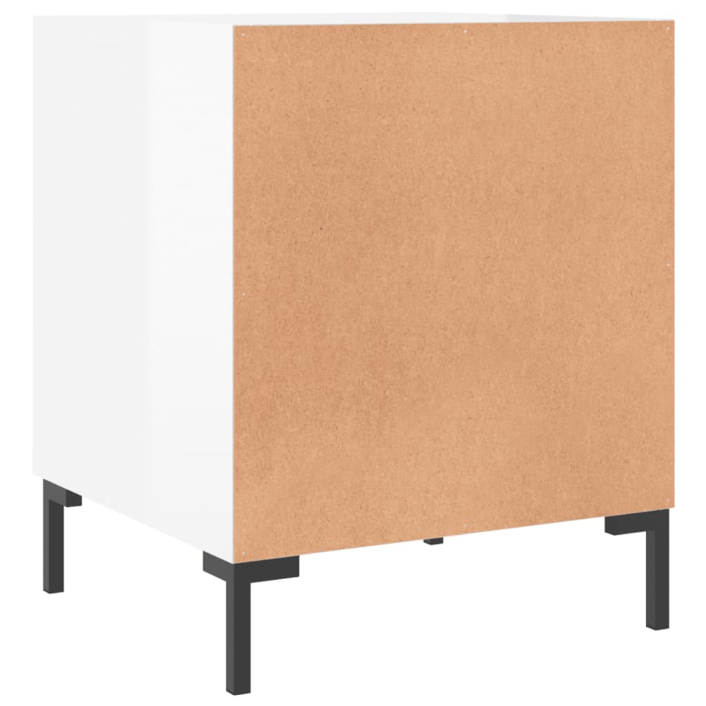 Nattbord 2 stk høyglans hvit 40x40x50 cm konstruert tre