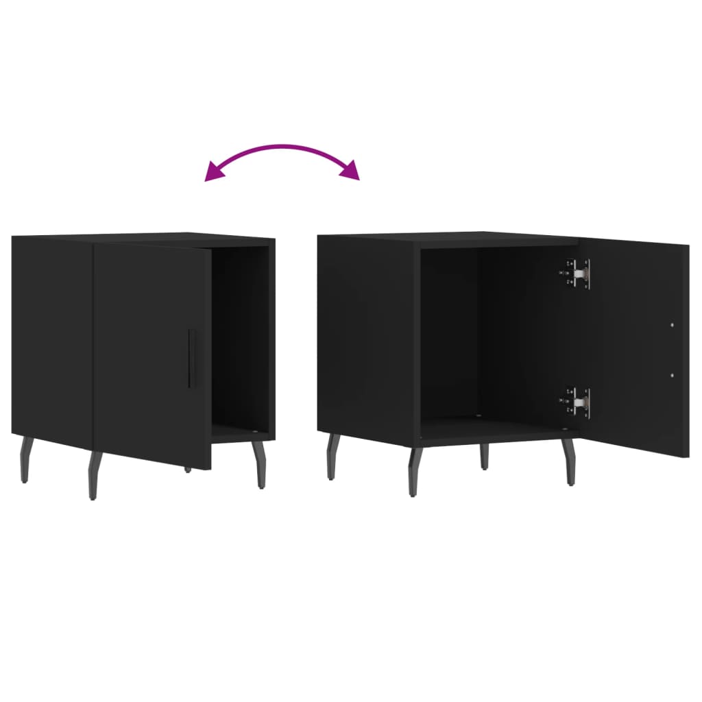 Nattbord 2 stk svart 40x40x50 cm konstruert tre