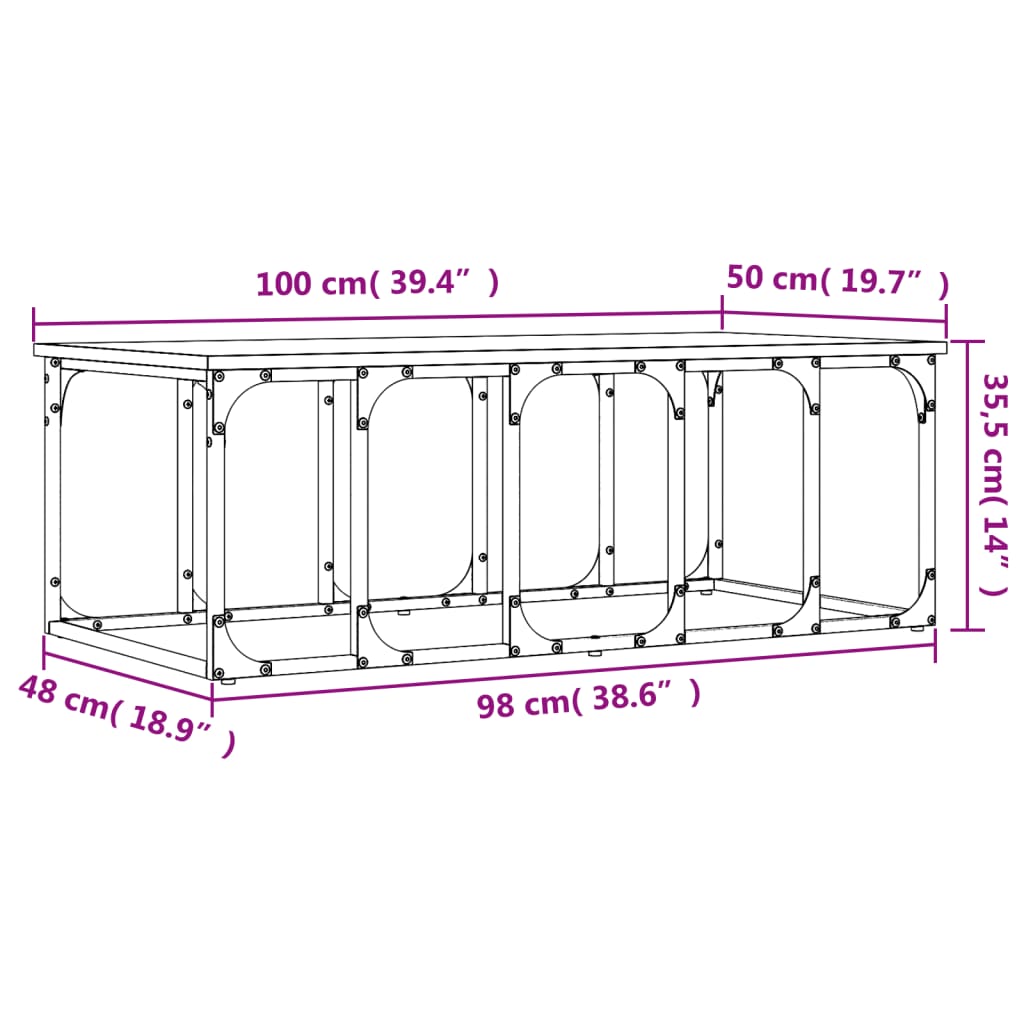 Salongbord svart 100x50x35,5 cm konstruert tre