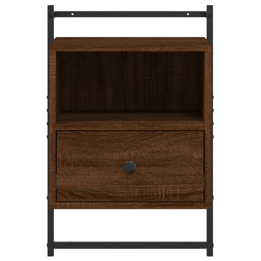 Nattbord veggmontert brun eik 40x30x61 cm konstruert tre