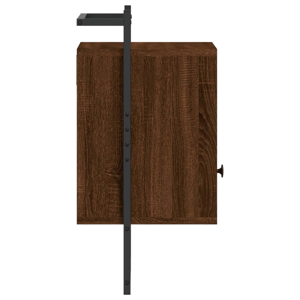 Nattbord veggmontert brun eik 40x30x61 cm konstruert tre