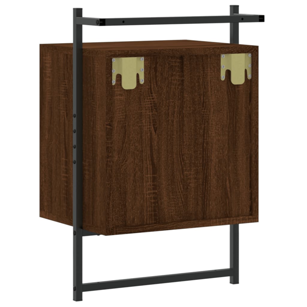 Nattbord veggmontert brun eik 40x30x61 cm konstruert tre