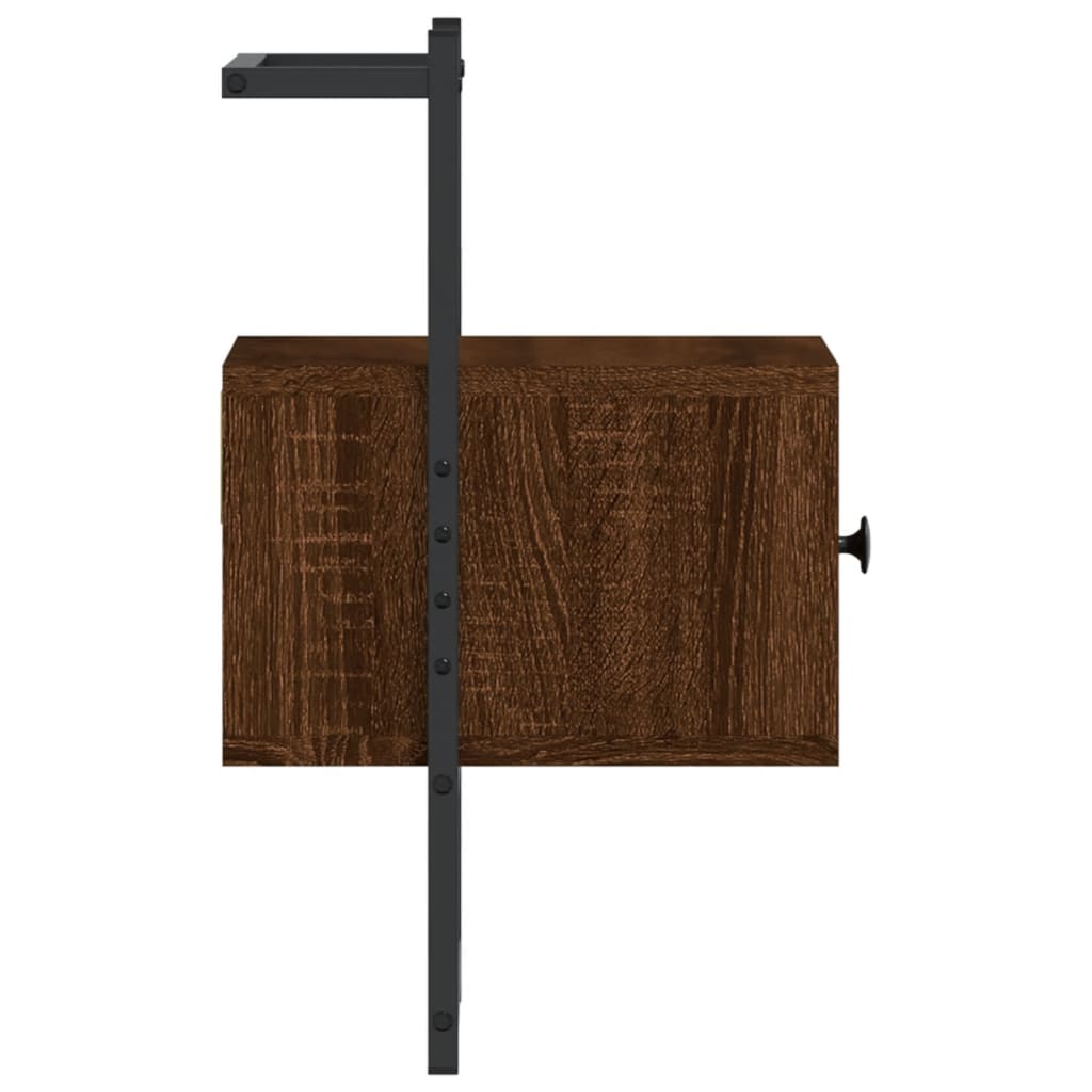 Nattbord veggmontert 2 stk brun eik 35x30x51 cm konstruert tre