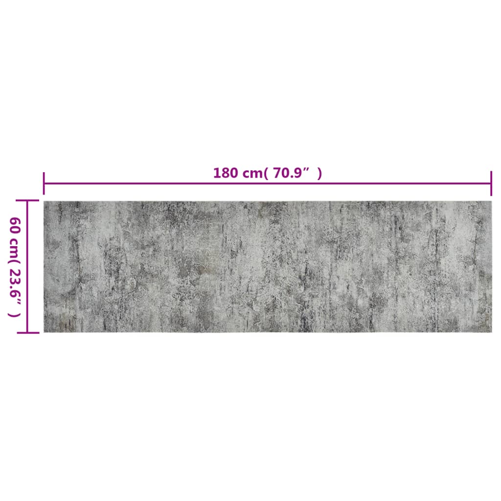 Kjøkkenteppe vaskbar Beton 60x180 cm fløyel
