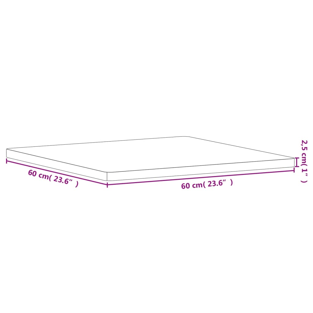 Bordplate 40x40x2,5 cm firkantet heltre bøketre