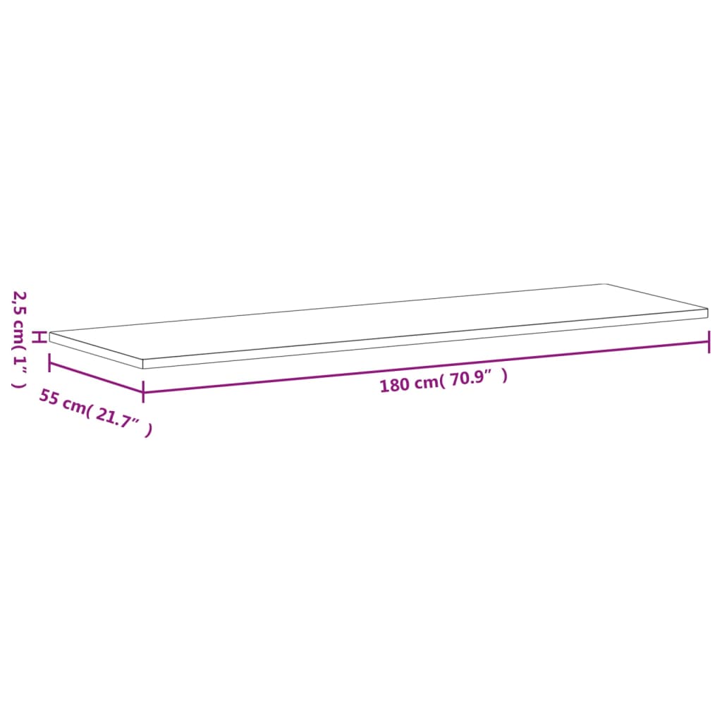 Bordplate 180x55x2,5 cm heltre bøketre