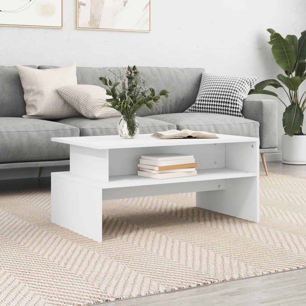 Salongbord hvit 90x55x42,5 cm konstruert tre