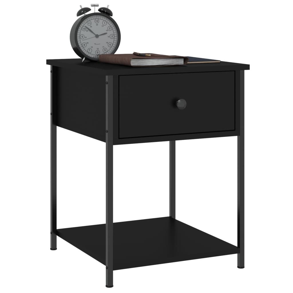 Nattbord 2 stk svart 44x45x58 cm konstruert tre