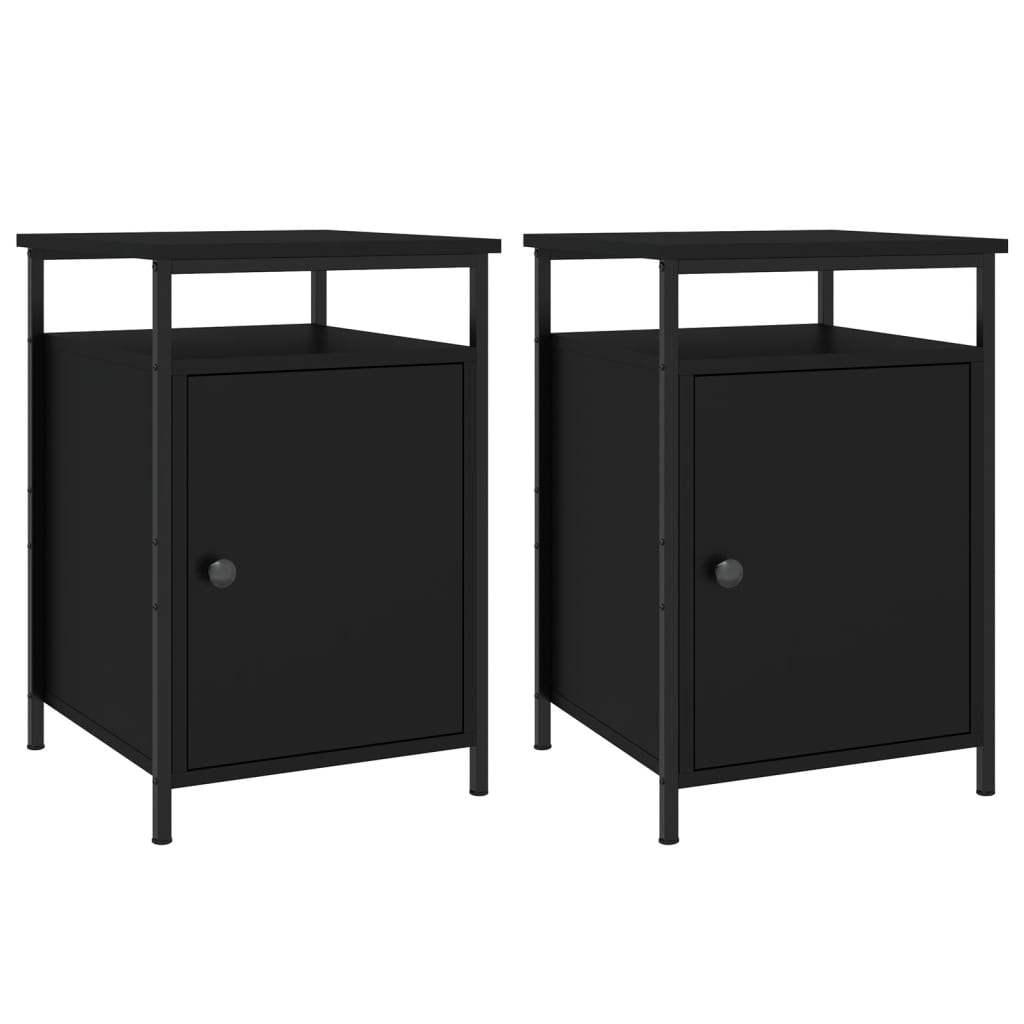 Nattbord 2 stk svart 40x42x60 cm konstruert tre