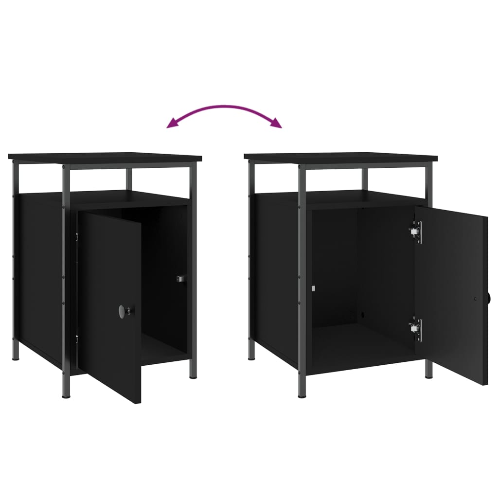 Nattbord 2 stk svart 40x42x60 cm konstruert tre