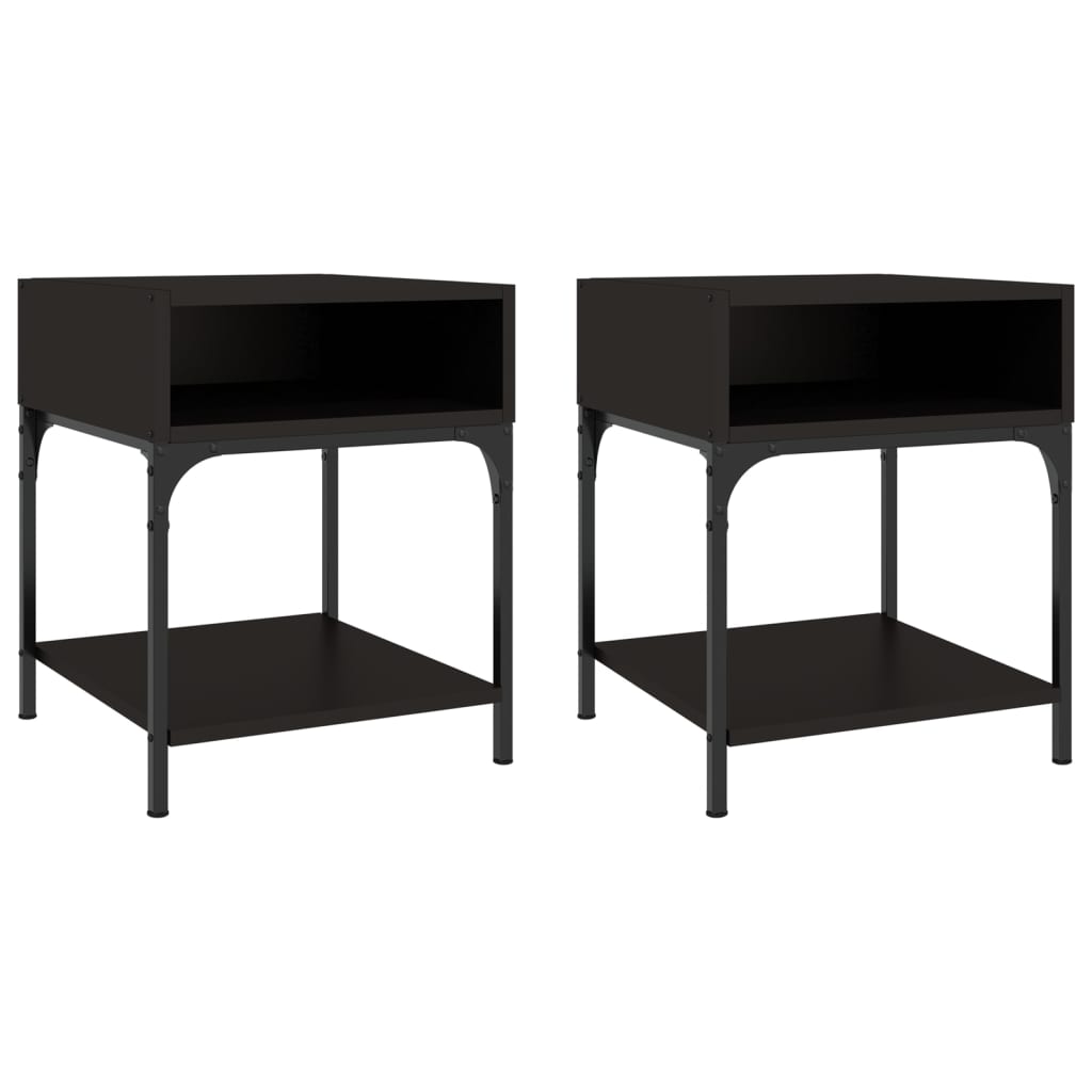 Nattbord 2 stk svart 40x41x50 cm konstruert tre