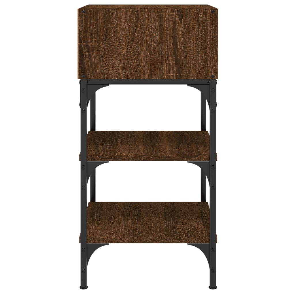 Nattbord 2 stk brun eik 35x34,5x70 cm konstruert tre