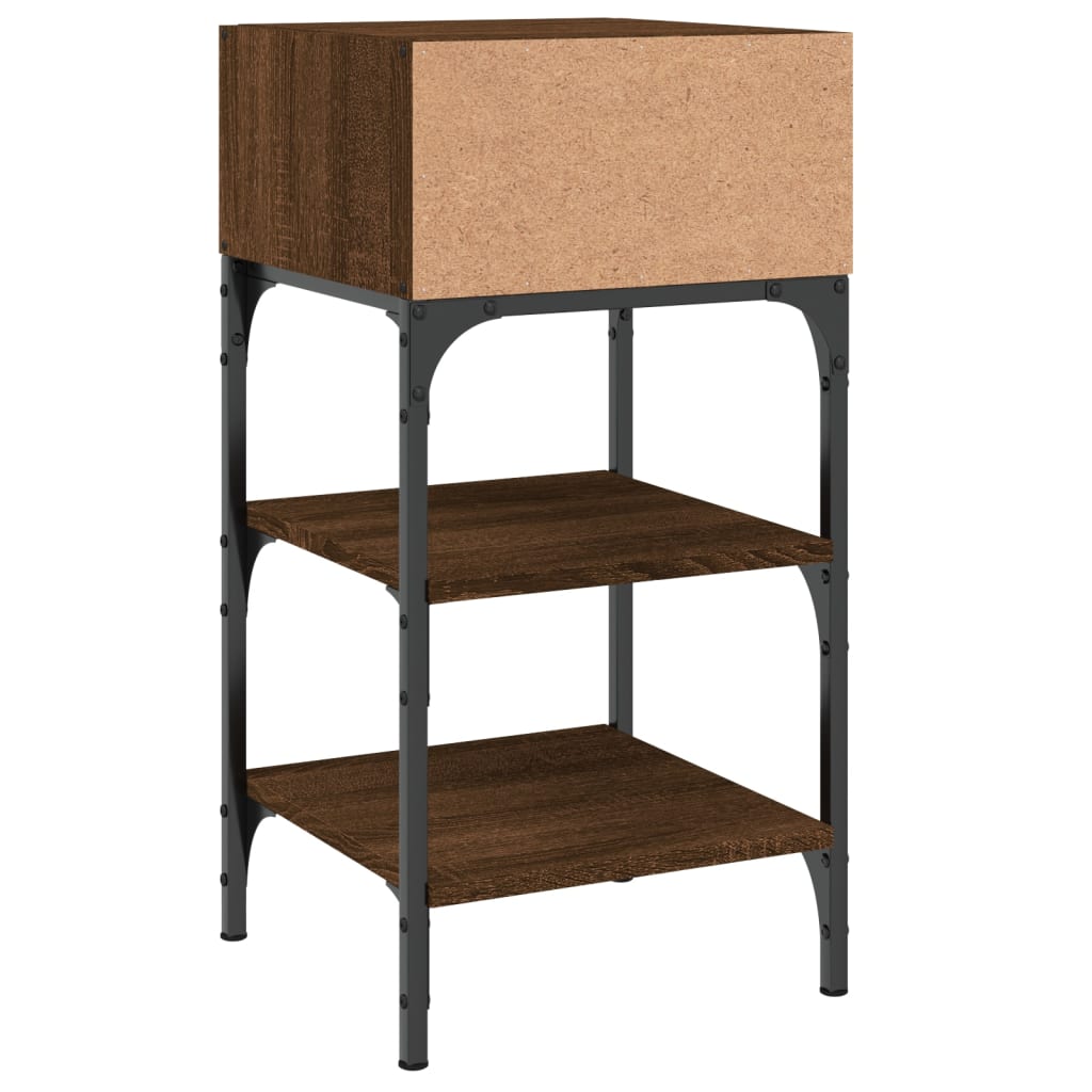Nattbord 2 stk brun eik 35x34,5x70 cm konstruert tre