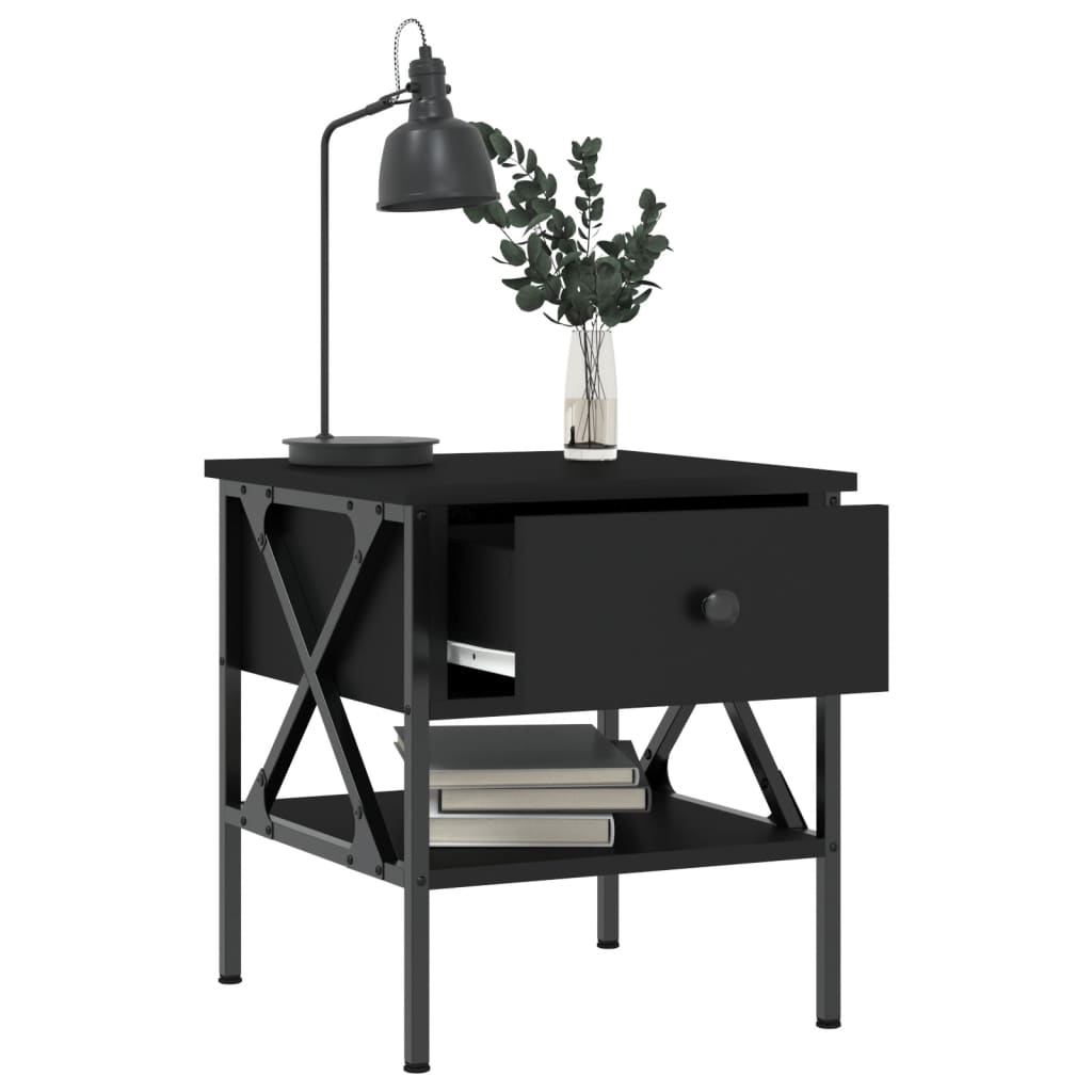 Nattbord 2 stk svart 40x42x45 cm konstruert tre