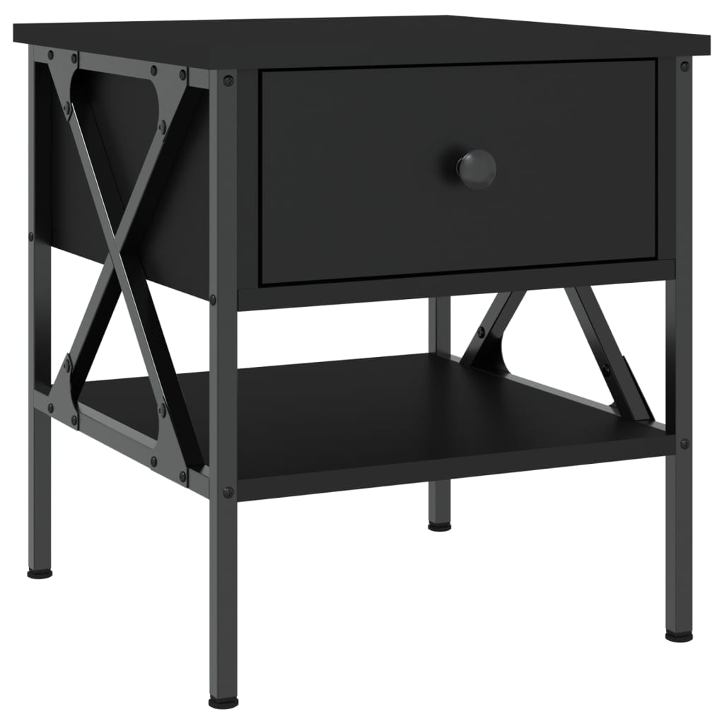 Nattbord 2 stk svart 40x42x45 cm konstruert tre