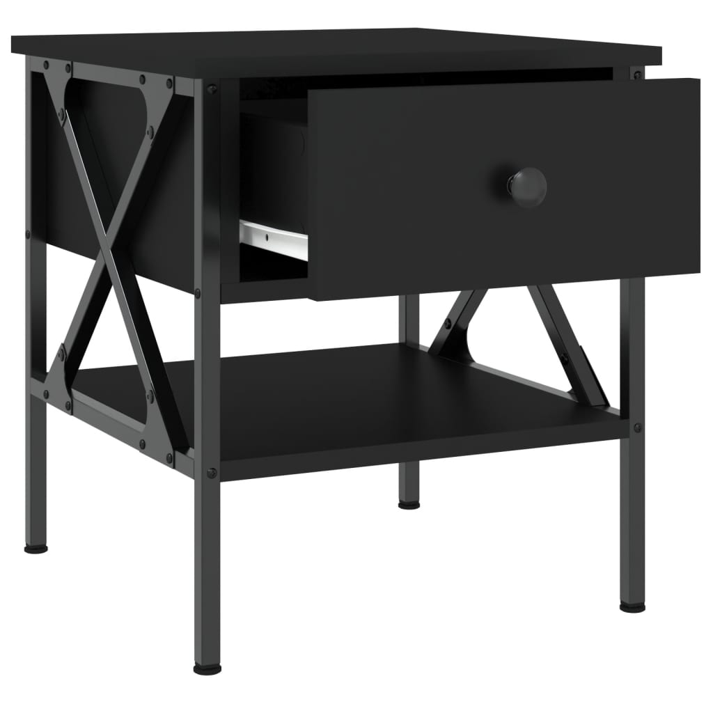 Nattbord 2 stk svart 40x42x45 cm konstruert tre