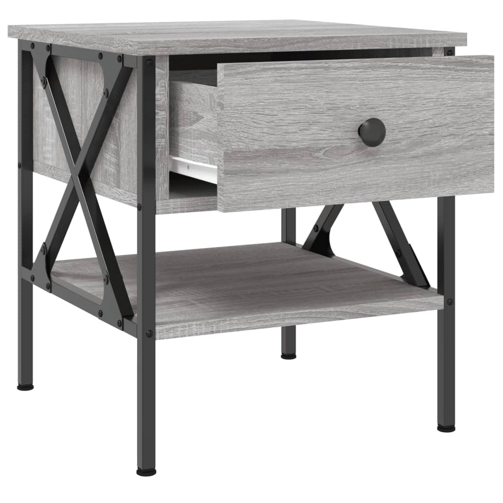 Nattbord 2 stk grå sonoma 40x42x45 cm konstruert tre