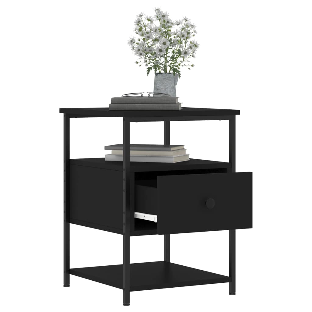 Nattbord 2 stk svart 40x42x56 cm konstruert tre