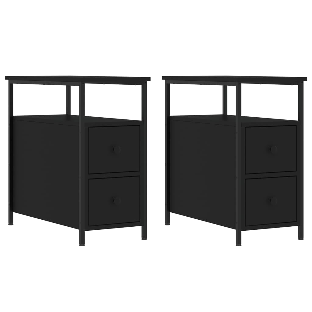 Nattbord 2 stk svart 30x60x60 cm konstruert tre