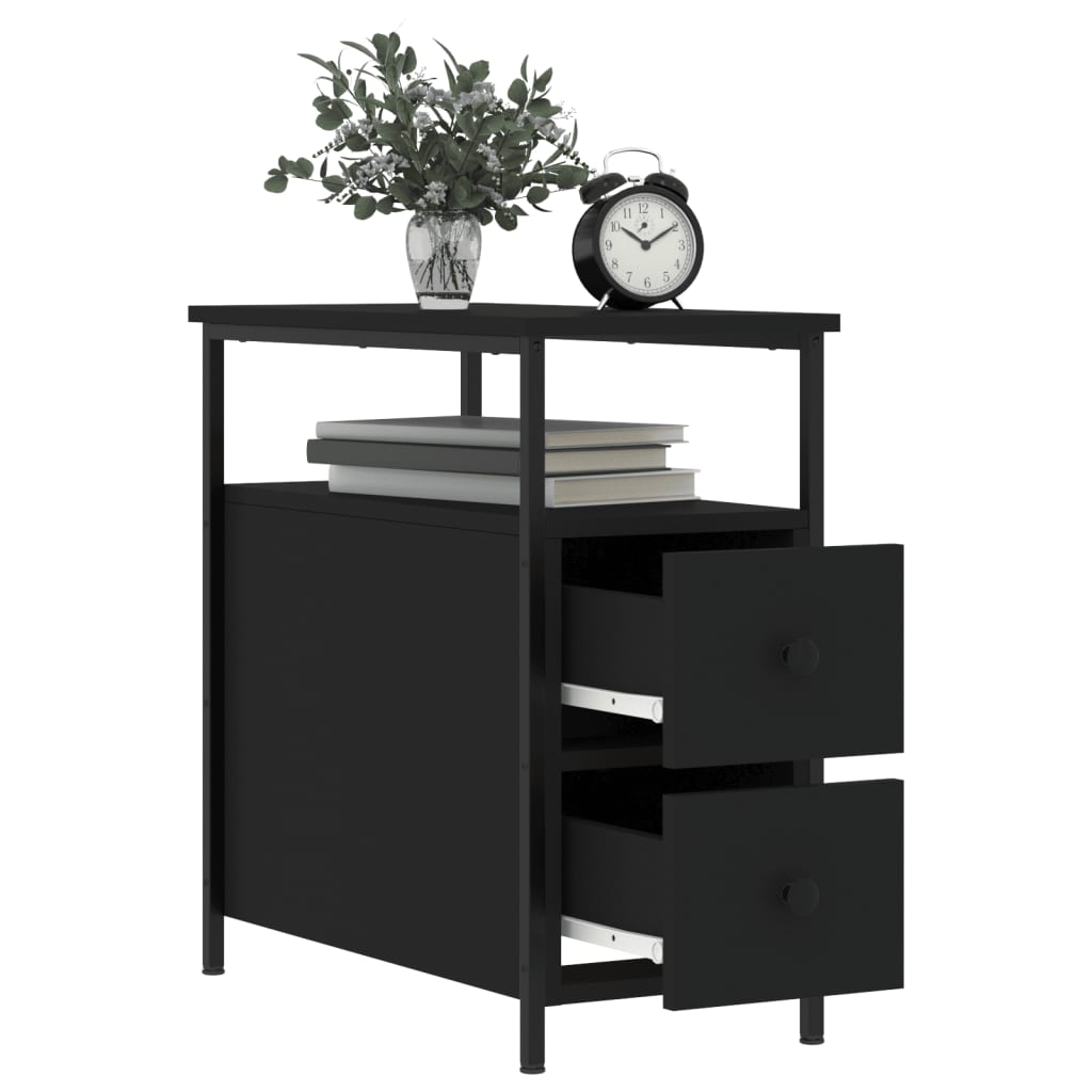Nattbord 2 stk svart 30x60x60 cm konstruert tre