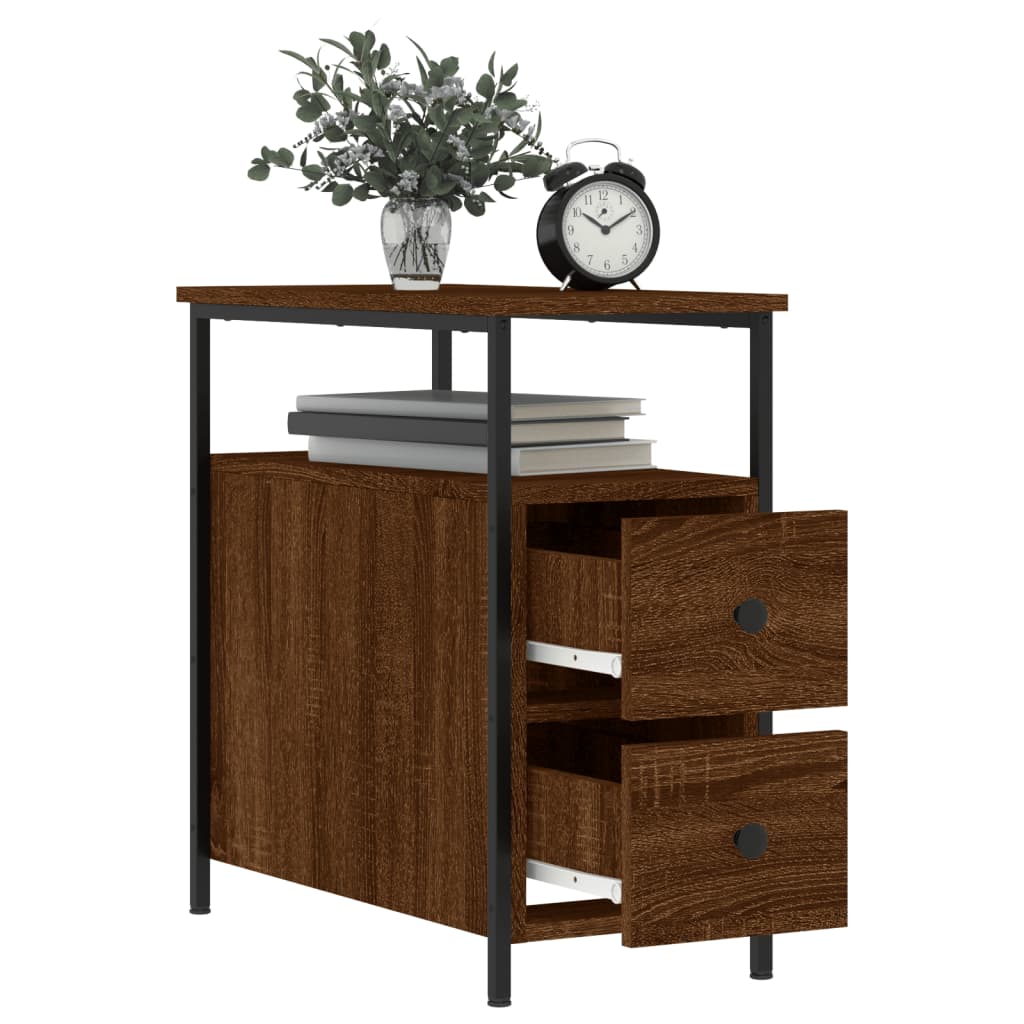 Nattbord 2 stk brun eik 30x60x60 cm konstruert tre