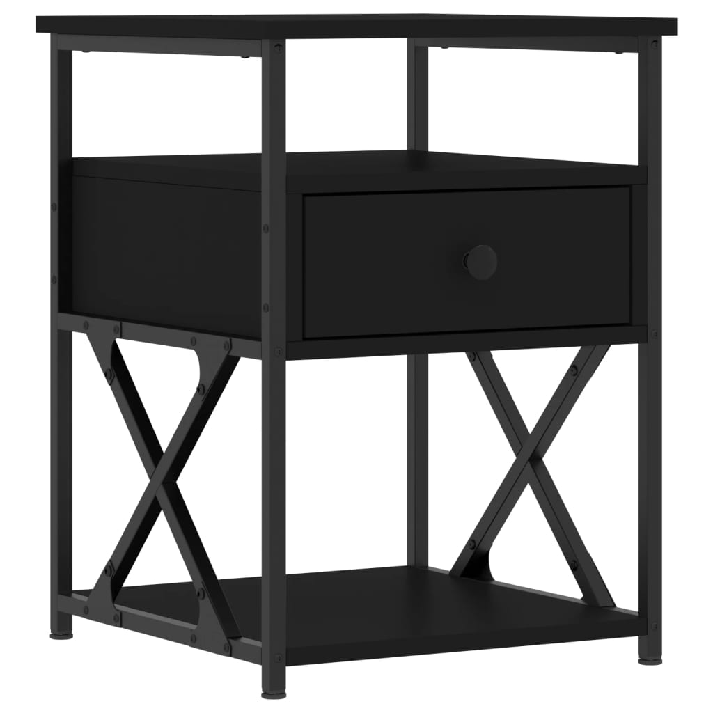 Nattbord 2 stk svart 40x42x55 cm konstruert tre