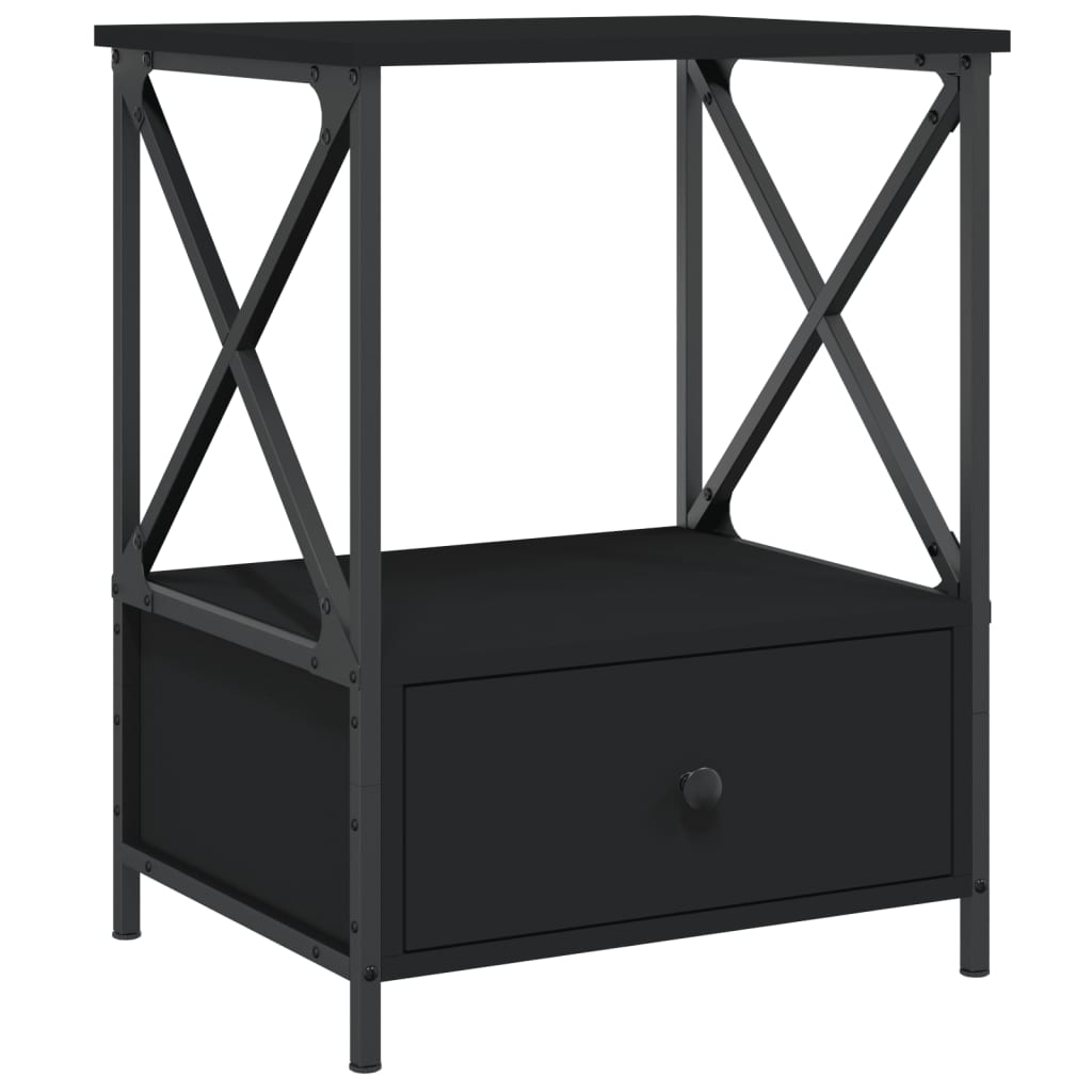 Nattbord 2 stk svart 50x41x65 cm konstruert tre