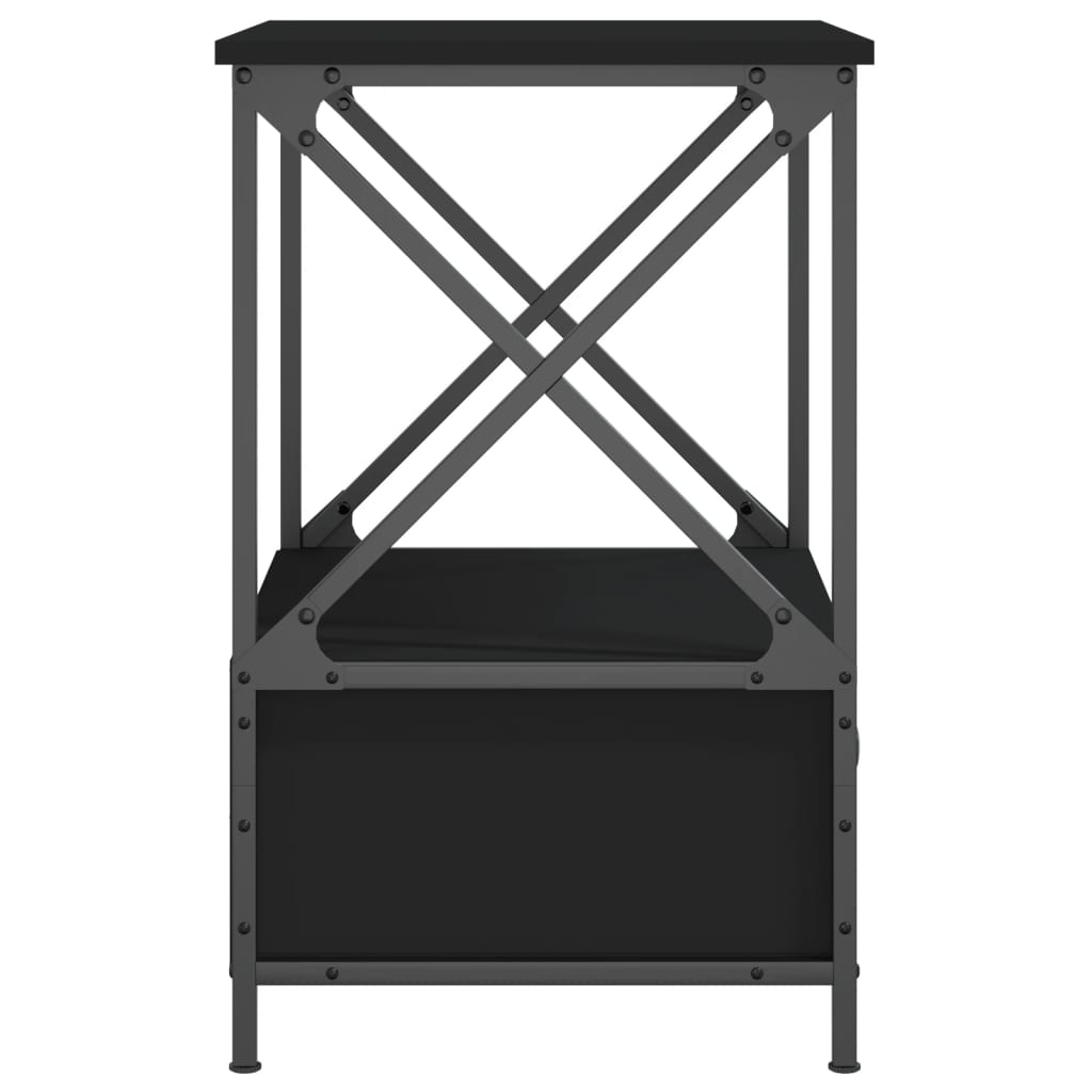 Nattbord 2 stk svart 50x41x65 cm konstruert tre